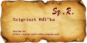 Szigriszt Réka névjegykártya